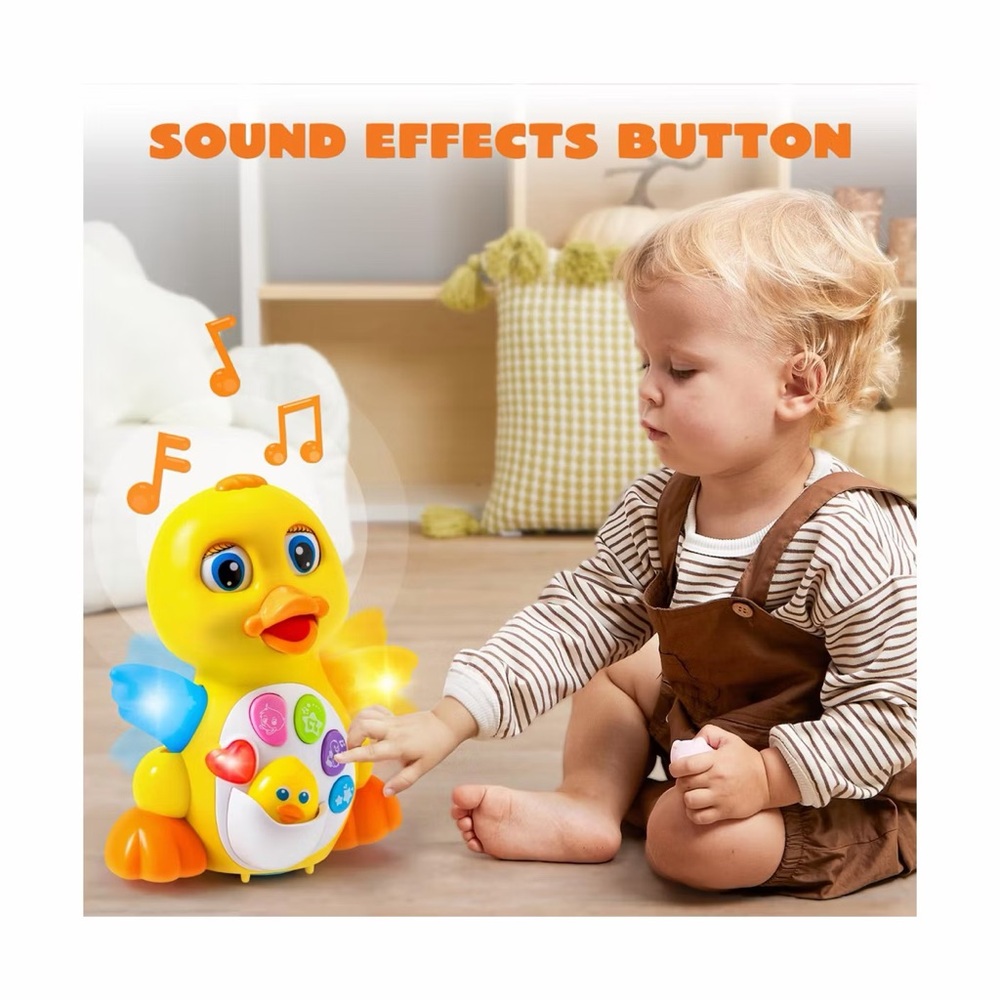 Dancing Duck Toy - Yellow with Blue and Red Accents